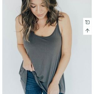 CJLA’s spaghetti strap tunic in slate grey